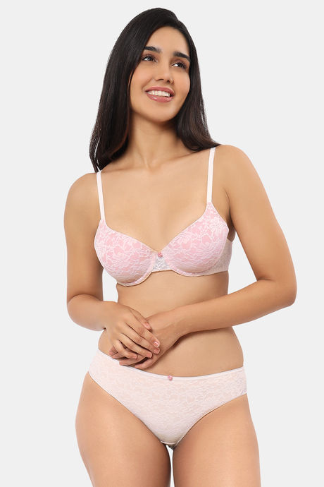 Amante Padded Wired Full Coverage Lace Bra - Angel White Bridal Red — image 5